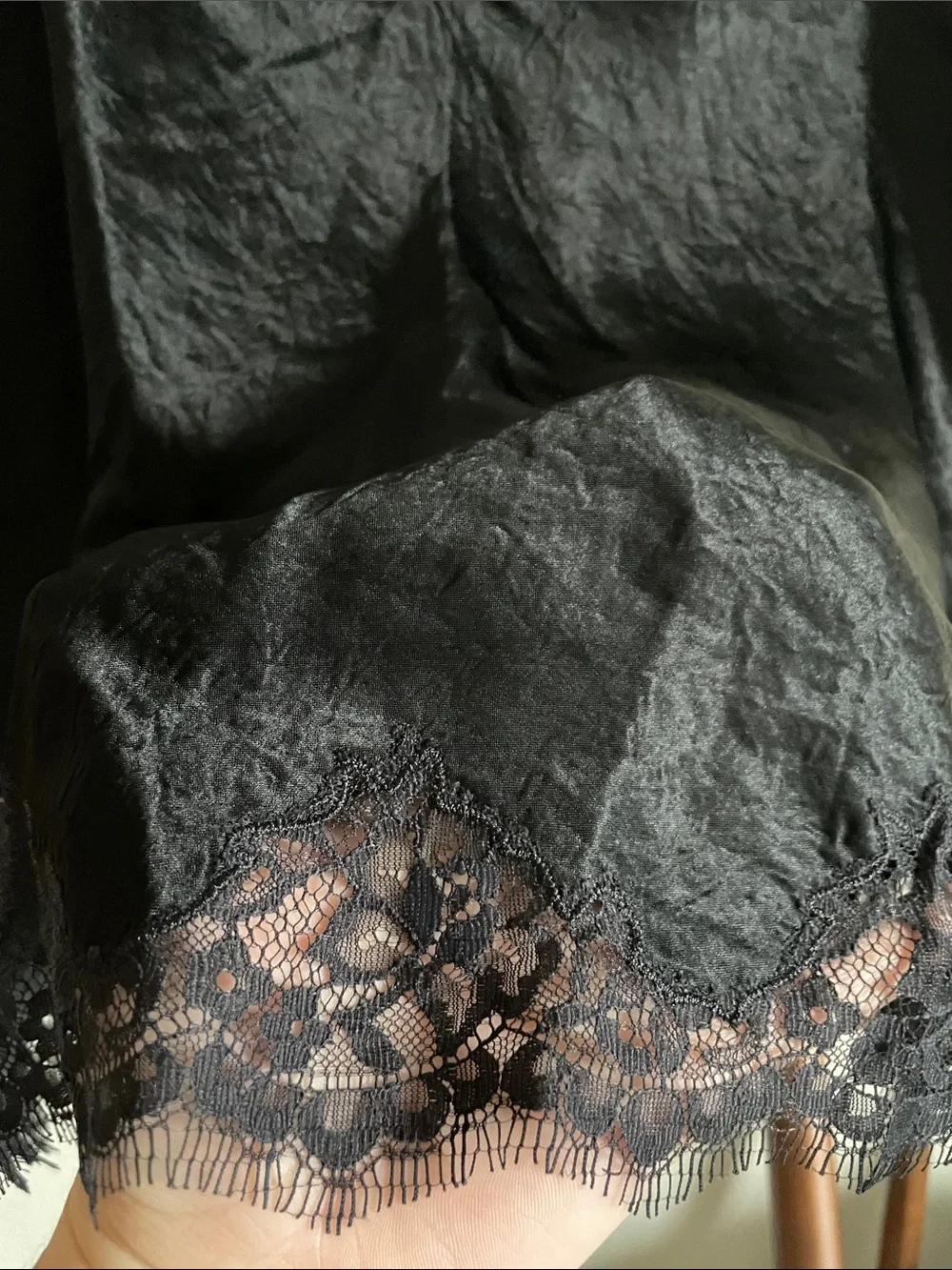 J. Crew Black A-Line Skirt with Lace Hem